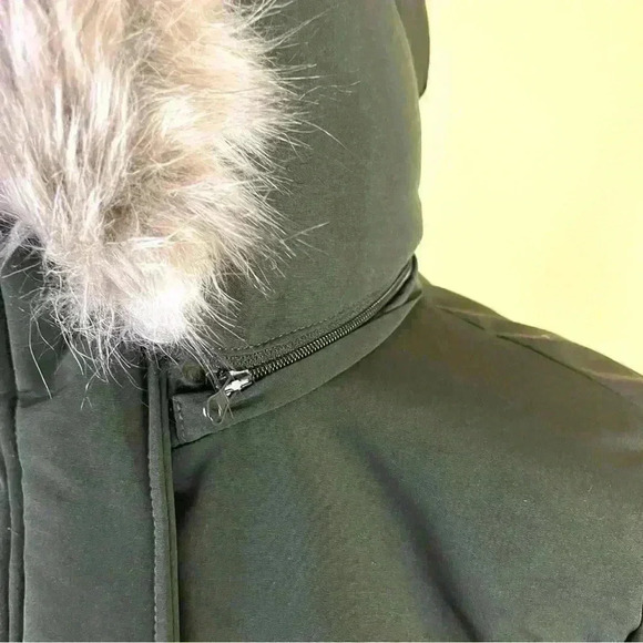 NWT Lauren Ralph Lauren Green Faux Fur Hood Tie Waist Puffer Parka Coat Size S - Picture 8 of 16
